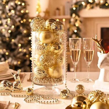 100 шт. новорічні кулі Valery Madelyn (золоті) з подарунковим набором – прикраси для ялинки