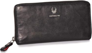 DONBOLSO Wallet Lisbon - Genuine Nubuck Leather Wallet for Women - XL Wallet with 13 Card Slots and RFID Protection - Gift a Stylish Wallet - Black