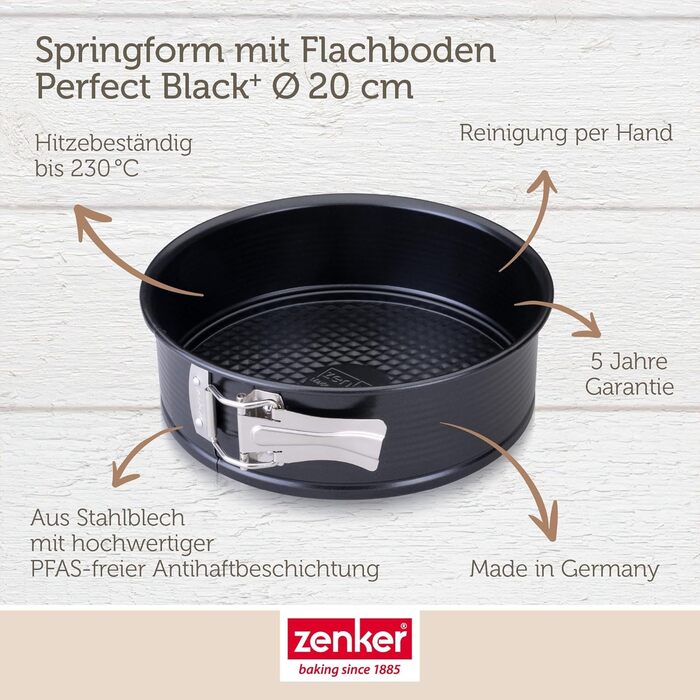 Форма для випічки Zenker Springform Perfect Black 26 см – антипригарна, сталева, витримує +230°C, Німеччина