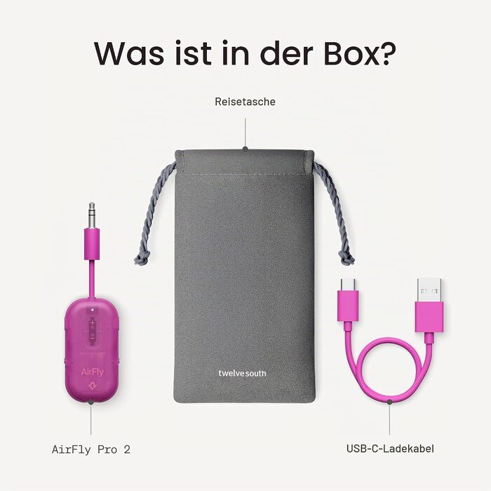 Bluetooth-трансмітер та ресивер Twelve South AirFly Pro 2 для AirPods та навушників, Fuchsia Ice
