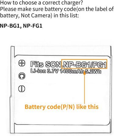 Зарядний пристрій USB Norifon NP-BG1 для камер Sony Cyber-Shot DSC-H50, H55, H70, H90, HX30V, HX5V, HX7V, HX9V, W150, W290, W230, W220, W200, W300, W50
