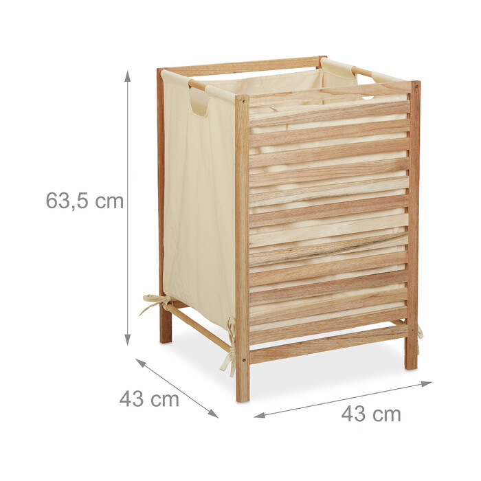 Relaxdays Laundry Basket Walnut Wood