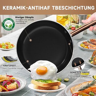 Набір каструль та сковорідок HOMELUX Induktion, 12 шт., алюміній, антипригарне покриття, з кришкою, для індукційних плит, PFOA & PFOS-free