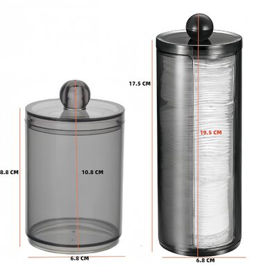 Диспенсер для ватних паличок та дисків з PET пластику, чорний (BLACK-C)