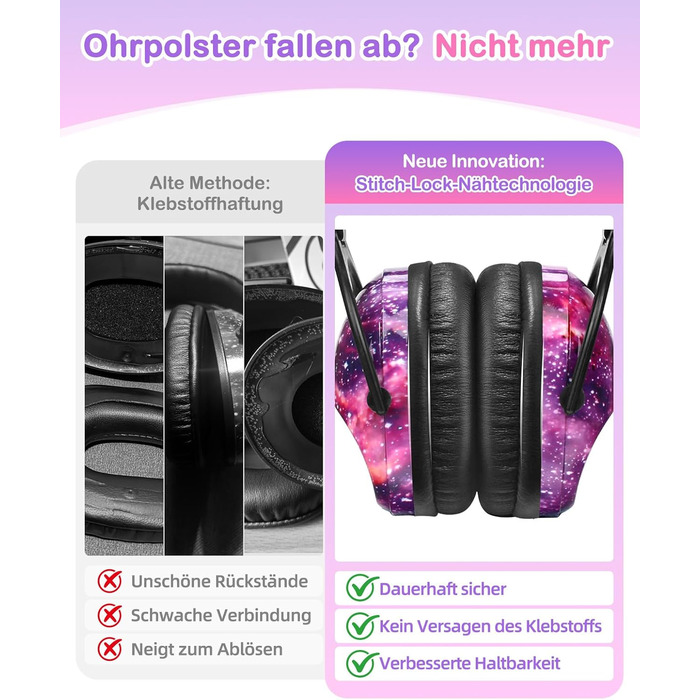 Навушники для захисту від шуму ZOHAN 030 для дітей 3-18 років, для дітей з аутизмом, для школи, концерту, галактичний дизайн