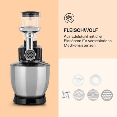 Klarstein Kitchen Machine, Universal Kitchen Machine, 3-in-1 Kitchen Machine, Mixing Appliances & Mixers, Dough Machine with Meat Grinder, Kitchen Machine, 2000 Watt Dough Machine Kneading Machine 10L Bowl Red