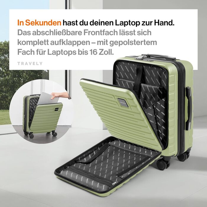 Чемодан Travely з полікарбонату, 77 см, XL, 100 л - міцний валіза з TSA замком та відділенням для ноутбука (55x40x23 см), колір: Небесно-зелений