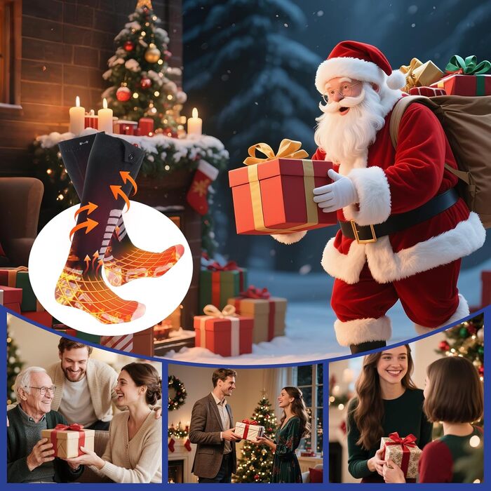 Гріючі шкарпетки для жінок та чоловіків Ninonly з 4 рівнями нагріву, акумулятор 5000mAh, для катання на лижах, піших прогулянок, кемпінгу та зимових активностей