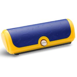 Щітка для собак та котів - двоколірна синьо-жовта, видаляє відмерле волосся та підшерсток, для собак та котів