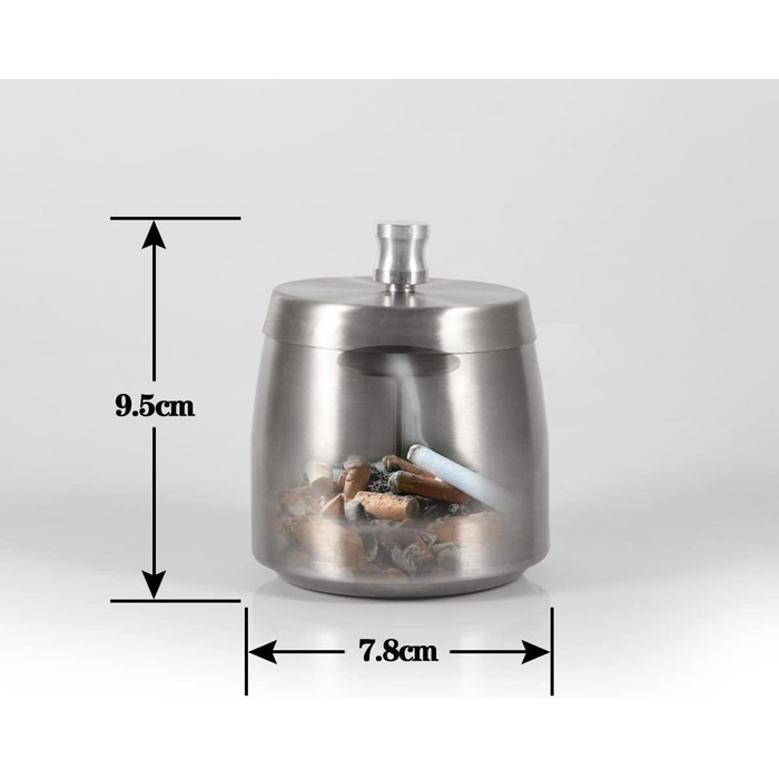 Попільничка для вулиці з кришкою: герметична, вітростійка, сталева попільничка для сигарет, срібна