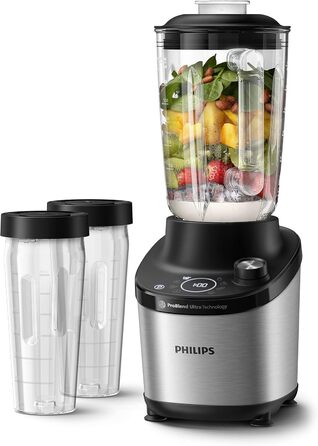 Philips Blender 7000 Series - 1500 Watt, 2 Liter, ProBlend Ultra Technology, Quick Select Programs, HomeID Recipes, Quick Clean Function, 2 Tritan Cups (HR3760/10)