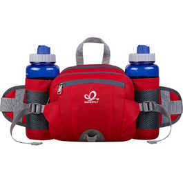 Водонепроникна поясна сумка Waterfly з тримачем для пляшки, регульованим ременем, кишенею для телефону та для прогулянок з собакою, для туризму, подорожей та кемпінгу (червона)