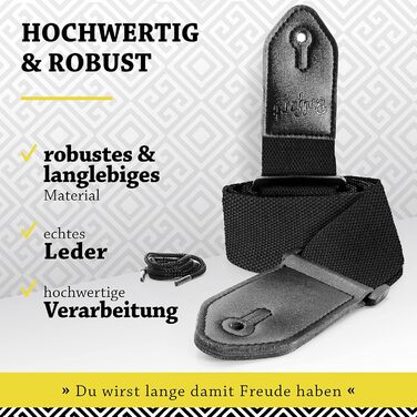 Гітарний ремінь Belfort® для електрогітари, акустичної гітари, класичної гітари, бас-гітари та укулеле. З мікрофібри, з інструкцією (чорний)