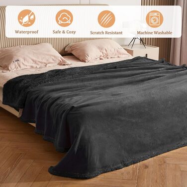 Водонепроникний килимок для собак Kritter Planet, м'який килимок для дому, захист дивану, автокрісла, ліжка, 120x150 см (XL, чорний/чорний)