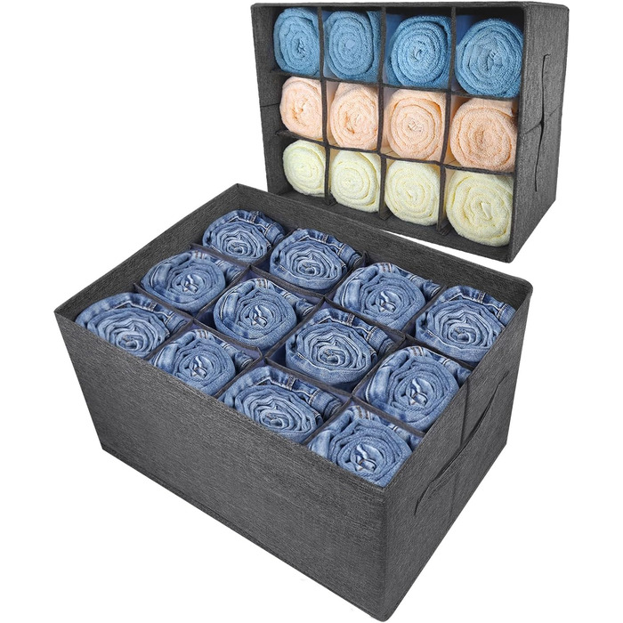 EASEVE Closet Organizer Drawer Storage Box for Clothes - 12 Cell Drawer Organization System Closet Clothes Storage Boxes for Jeans, Pants, Towel, Shirt, Sweater (1 Piece)