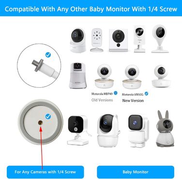 Універсальне кріплення для дитячого монітора HOLACA (сумісне з Arlo, GHB, HelloBaby, ieGeek, Momcozy, Motorola та ін.), 1/4' гвинт, монтаж без інструментів, білий, гнучке кріплення