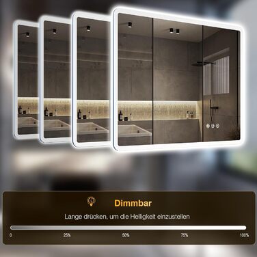 Дзеркало для ванної кімнати з підсвічуванням 80 x 60 см, 3 кольори, регульована яскравість, антизапар, 3x збільшення, розетка для бритви, IP44, для горизонтального/вертикального монтажу