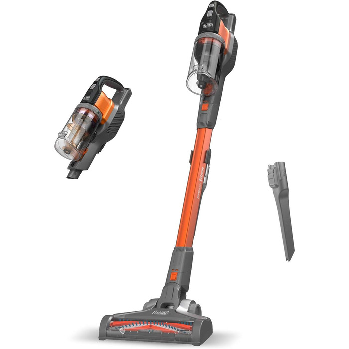 Бездротовий акумуляторний пилосос Black+Decker 4в1 BHFEV182C (18V, 2.0Ah) з електрощіткою, для підлоги та ручного використання, з насадкою для щілин, акумулятор та зарядний пристрій в комплекті