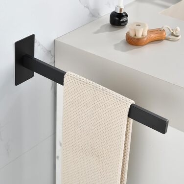 Тримач для рушників настінний з нержавіючої сталі, без свердління, подвійний, для ванної кімнати та кухні, срібний (чорний, односторонній)