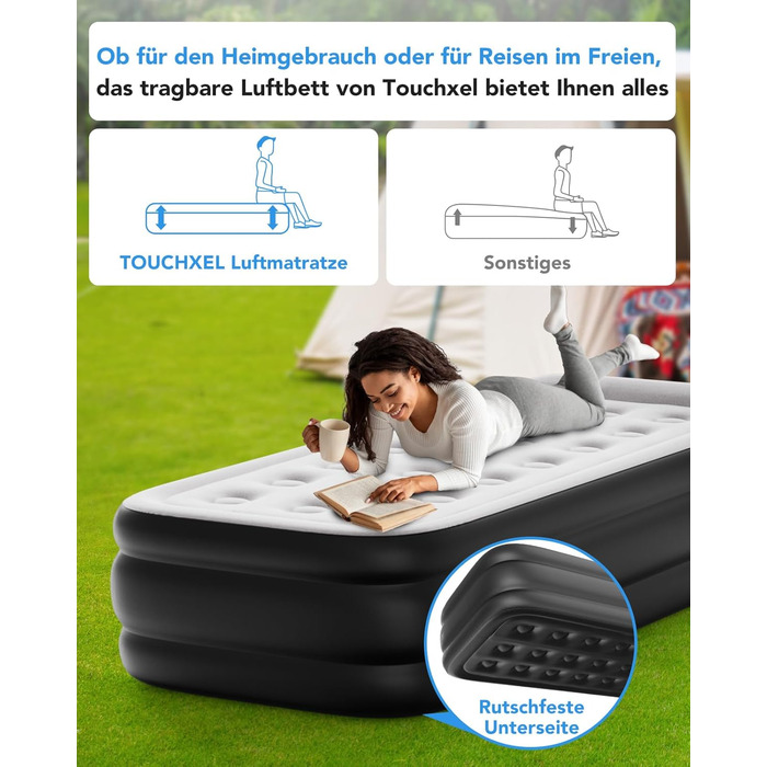 Надувний матрац односпальний з електричним насосом (Чорний, Twin)