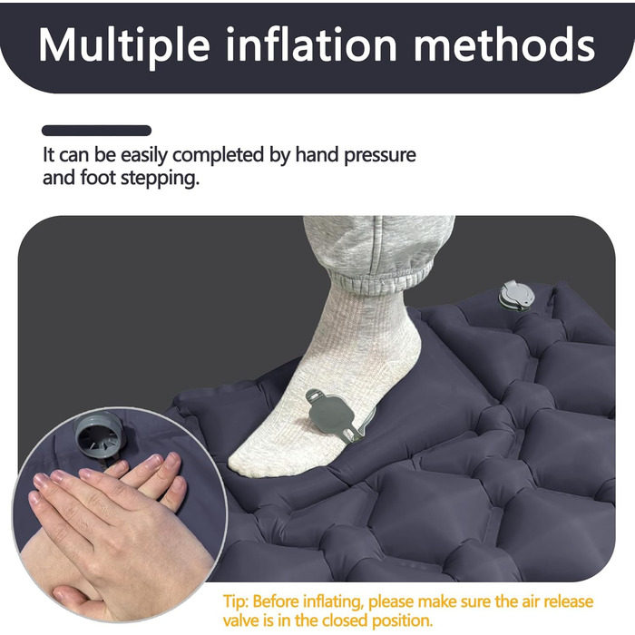 Надувна ізомат для кемпінгу Isomatte, Ultraleicht: легка, самонадувна матрац для відпочинку на природі, у наметі, на пляжі. З насосом та подушкою (Marineblau)