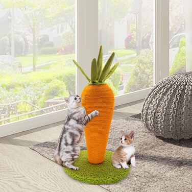 AUSCAT Scratching Post Carrot, 42cm Cute Carrot Scratching Post for Cats, Natural Sisal Scratching Tree Indoor for Kittens