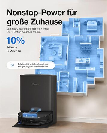 Робот-пилосос з функцією вологого прибирання ECOVACS T90 PRO Omni, 30 000 Па, PowerBoost, чорний