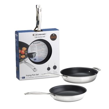 Набір сковорідок Le Creuset з нержавіючої сталі 3-шарової, 2 шт, Ø 24-28 см, сріблястий, для всіх плит (індукція, духовка)