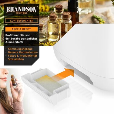 Зволожувач повітря Brandson 4 л з пульт дистанційного керування, ультразвуковий, LED-дисплей, 3 режими, аромадифузор, функція дезінфекції, нічний режим, для спальні та дитячої кімнати