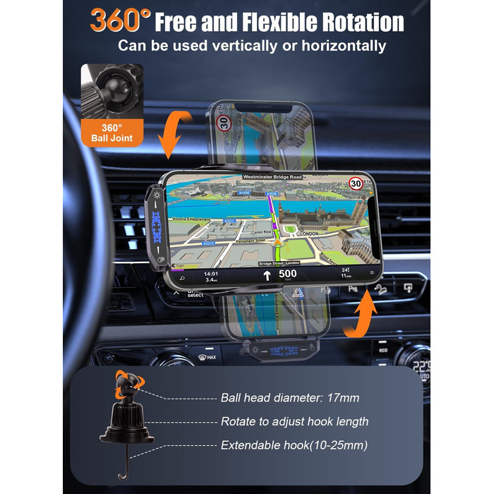 Бездротовий автомобільний зарядний пристрій AmazeFan 15W Qi з тримачем для телефону, чорний