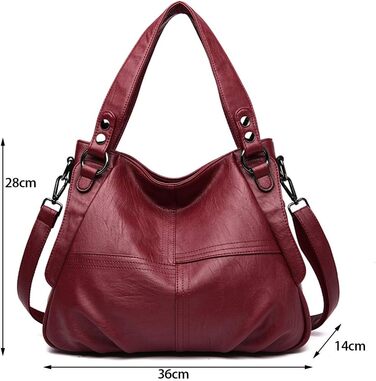 Жіноча шкіряна сумка-шопер велика червона Damen - сумка через плече, дизайнерська хобо-сумка