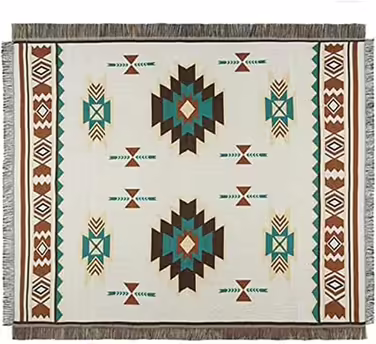 Zibaobeter Aztec Navajo Throw Blanket Bohemian Tribal Ethnic Geometric Pattern Blanket With Tassels Suitable For Sofa/Bed/Outdoor (130x180cm/51.2x70.8in)
