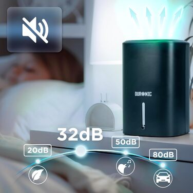 Зволожувач повітря Duronic DH06 WE – тихий осушувач для кімнат 5-10 м², об'ємом 0,8 л, 23 Вт, проти цвілі та конденсату