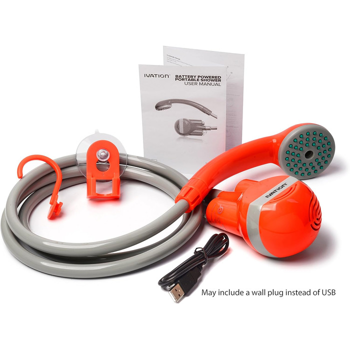 Portable Outdoor Camping Shower, Battery Powered - Compact Hand Shower with Rechargeable Camping Shower and Pump, Pumps Water from Bucket into a Consistent, Gentle Shower Stream