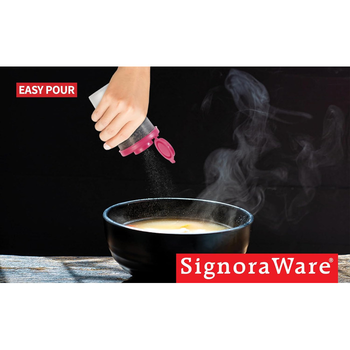 SIGNORAWARE Salt and Pepper Shakers, Moisture-Resistant, Set of 2 Large Salt Shakers, for Travel, Camping, Picnic, Outdoor, Kitchen, Lunchboxes, Travel, Spice Set, Transparent