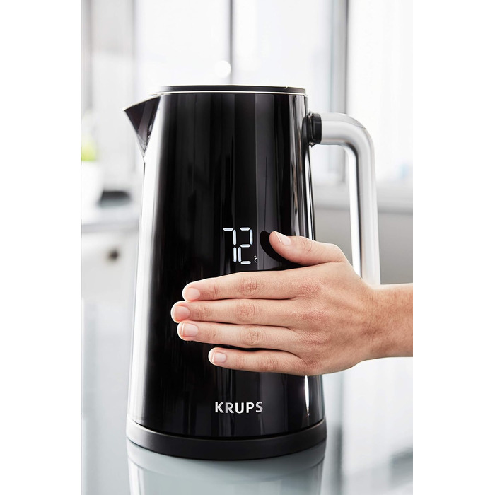Krups Smart'n Light Kettle, 5 Temperatures, 1.7 Liter Capacity, Stainless Steel Interior, Double-Walled, Black, BW801810