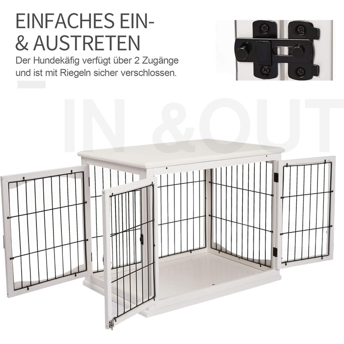 Клітка для собак PawHut - Будка з 2 входами, закривається на замок, для маленьких собак, 58,5 x 81 x 66 см