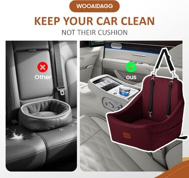 Автокрісло для собак середніх порід, переноска для тварин у машину з кріпленням ременем безпеки, знімна та пральна, з регульованими ременями, 3 ремені (Чорний) (Red, Medium)