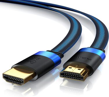 HDMI 2.1 кабель 8K Flachband - 3 метри, Ultra High Speed II, Ethernet, eARC, HDR10+, 7680x4320, 120Hz, DSC, тканинна оплетка, для прокладання