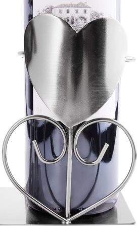 BRUBAKER Wine Bottle Holder, Loving Couple with Lantern for Tealight - Metal Sculpture Bottle Stand - 26.5 cm - Wine Gift for Couples, Pair Gift - with Greeting Card