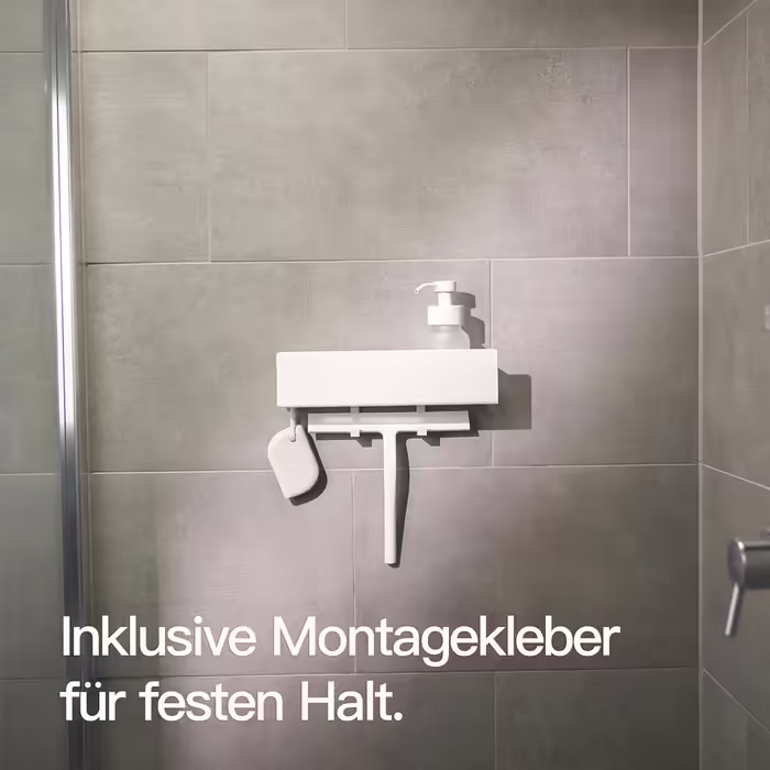 Designfabrik Hamburg Suction Cup Shower Shelf | Bathroom Organizer | Shower Shelf No Drilling | Bathroom Shelf | Hanging Shelf | Wall Shelf | Self-Adhesive Shower Basket | Shower Shelf White 30 cm