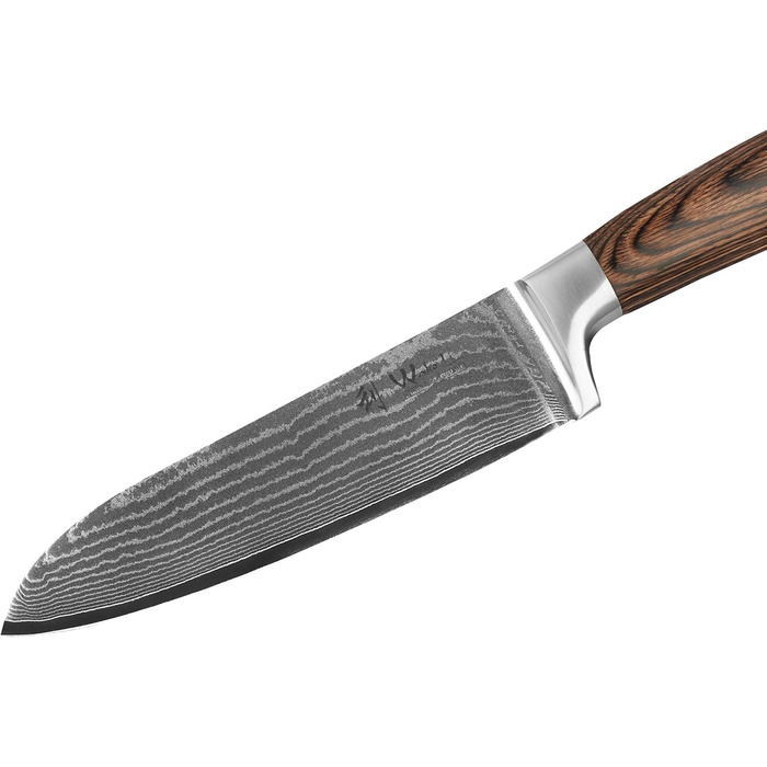 Набір кухонних ножів Wakoli EDIB Damast VG10 (3 шт.) в дерев'яній подарунковій коробці - гострі, ергономічні, з ручками Pakkawood