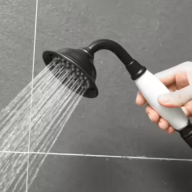 ENGA Vintage Handheld Showerhead Rain Shower Telephone Shape Brass Ceramic Shower Head with 59 Inch Hose for Bathroom (Retro) (Black)