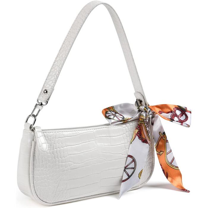 Сумка жіноча через плече крокодиляча шкіра ретро вінтаж міні біла – класична сумка-шопер (#1)