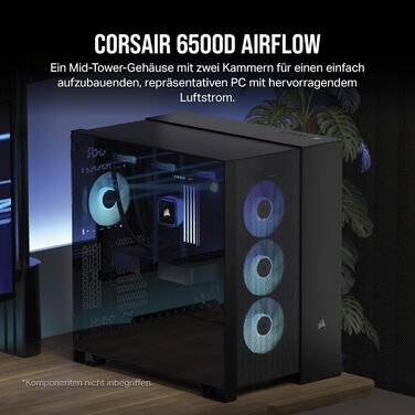 Корпус ПК CORSAIR 6500D Airflow: Mid-Tower ATX, без вентиляторів, чорний