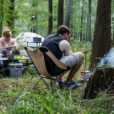 Складний туристичний стілець Naturehike - легкий, для риболовлі, пікніків, хайкінгу (сірий, хакі L)