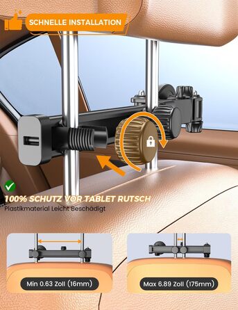 Автотримач для планшета OHLPRO: магнітний, регульований (48см), універсальний для iPad, смартфонів, Switch. З металевими кільцями