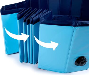 maxxpro Dog Pool - 160 x 30 cm - Suitable for Large Dog Breeds - Foldable - Non-Slip Bottom - with Drain Valve - Blue