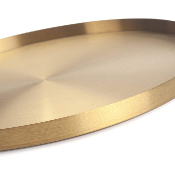 DOKOT Round Stainless Steel Serving Tray Gold, Jewelry and Makeup Organizer/Candle Tray Gold (32 cm)