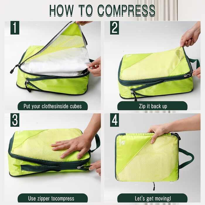 Набір органайзерів для валізи AiQInu: 5 шт. з компресією, для подорожей, з мішечком для взуття та білизни